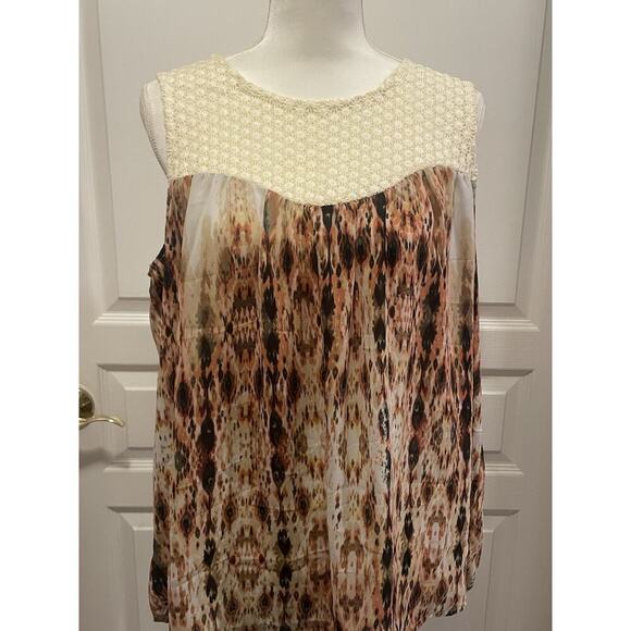 Sheer Crochet Top Sleeveless Shirt‎ Tank Large Flowy Fairy boho peasant western - Picture 4 of 8